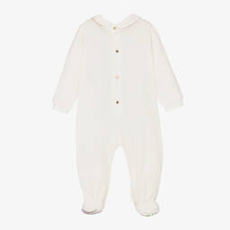 Versace-بيبي غرو قطن جيرسي لون أبيض وأخضر للمواليد | Childrensalon Outlet