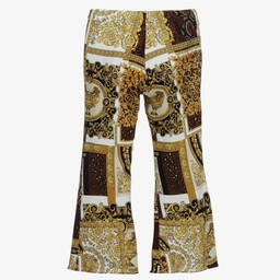 Versace-Brown & Gold Flared Trousers  | Childrensalon Outlet
