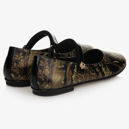 Versace-Girls Barocco Leather Pumps | Childrensalon Outlet