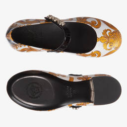 Versace-Girls Baroque Leather Shoes | Childrensalon Outlet