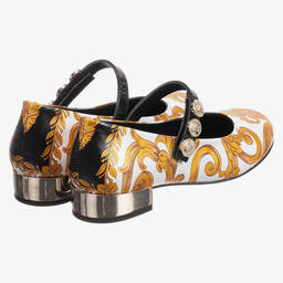 Versace-Girls Baroque Leather Shoes | Childrensalon Outlet