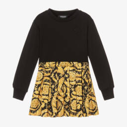 Versace-Girls Baroque Print Pleated Dress | Childrensalon Outlet