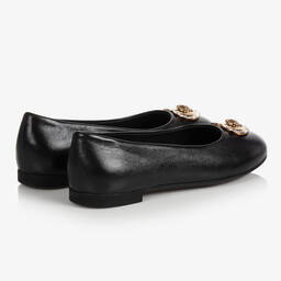 Versace-Girls Black Ballerina Pumps | Childrensalon Outlet