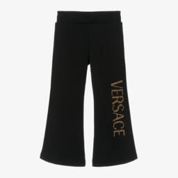 Versace-Girls Black Cotton Comfort Trousers | Childrensalon Outlet