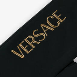Versace-Girls Black Flared Cotton Trousers | Childrensalon Outlet