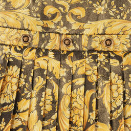 Versace-فستان أطفال بناتي بطبعة باروك لون أسود وذهبي | Childrensalon Outlet