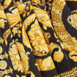 Versace-تنورة قطن بوبلين لون أسود وذهبي بطبعة الباروك | Childrensalon Outlet