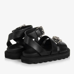 Versace-صندل جلد لون أسود للبنات | Childrensalon Outlet