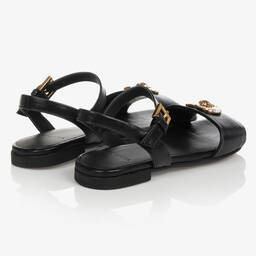 Versace-صندل جلد لون أسود للبنات | Childrensalon Outlet
