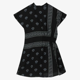 Versace-Платье с черным принтом Медузы для девочек | Childrensalon Outlet