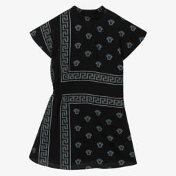 Versace-Платье с черным принтом Медузы для девочек | Childrensalon Outlet