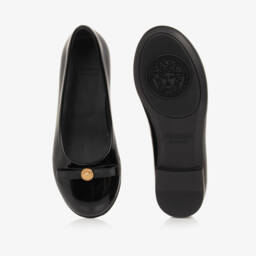 Versace-Черные балетки из лакированной кожи | Childrensalon Outlet