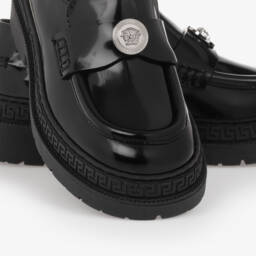 Versace-Черные лоферы Medusa из лакированной кожи для девочек | Childrensalon Outlet