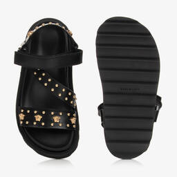 Versace-Черные кожаные сандалии с заклепками | Childrensalon Outlet