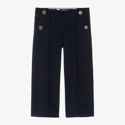 Versace-Girls Blue Cotton Twill Sailor Trousers | Childrensalon Outlet