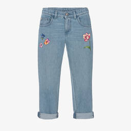 Versace-جينز قطن دنيم لون أزرق للبنات | Childrensalon Outlet