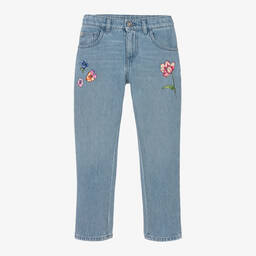 Versace-جينز قطن دنيم لون أزرق للبنات | Childrensalon Outlet