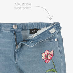 Versace-جينز قطن دنيم لون أزرق للبنات | Childrensalon Outlet