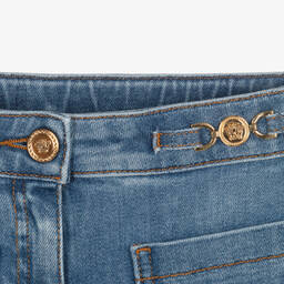 Versace-جينز فلير قطن دنيم لون أزرق للبنات | Childrensalon Outlet