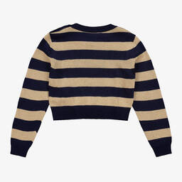 Versace-Золотистый джемпер в синюю полоску для девочек | Childrensalon Outlet