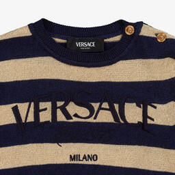 Versace-Золотистый джемпер в синюю полоску для девочек | Childrensalon Outlet