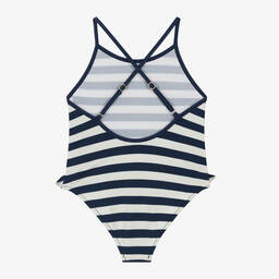 Versace-Girls Blue Nautical Stripe Swimsuit | Childrensalon Outlet