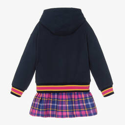 Versace-Сине-фиолетовое платье из хлопка в клетку | Childrensalon Outlet