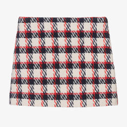 Versace-تنورة تويد لون أزرق وأحمر وعاجي | Childrensalon Outlet