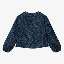 Versace-Синяя шелковая блузка Barocco для девочек | Childrensalon Outlet