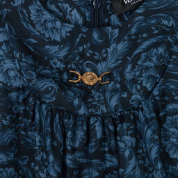Versace-Синяя шелковая блузка Barocco для девочек | Childrensalon Outlet