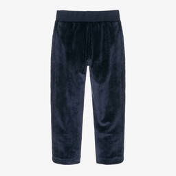 Versace-Girls Blue Velour Barocco Stripe Joggers | Childrensalon Outlet