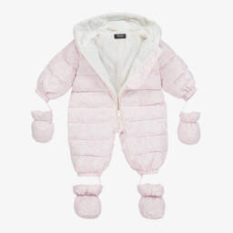 Versace-Розовый зимний комбинезон Barocco для малышек | Childrensalon Outlet