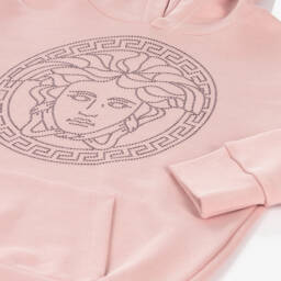 Versace-هودي بشعار ميدوسا قطن لون زهري للبنات | Childrensalon Outlet