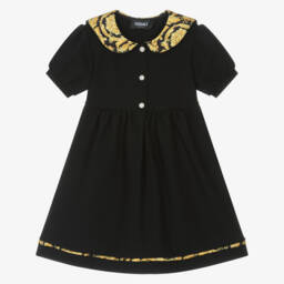 Versace-Girls Elegant Black & Gold Baroque Dress | Childrensalon Outlet