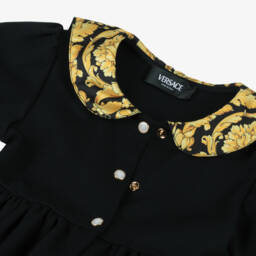 Versace-Girls Elegant Black & Gold Baroque Dress | Childrensalon Outlet