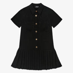 Versace-فستان ساتان أسود أنيق للبنات | Childrensalon Outlet