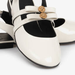 Versace-Girls Elegant Ivory Bar Shoes | Childrensalon Outlet