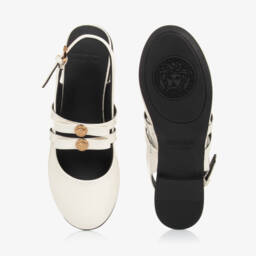 Versace-Girls Elegant Ivory Bar Shoes | Childrensalon Outlet
