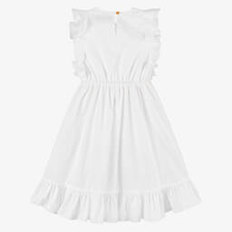 Versace-Girls Elegant White Embroidered Dress | Childrensalon Outlet