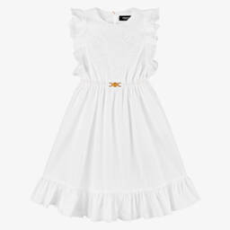 Versace-Girls Elegant White Embroidered Dress | Childrensalon Outlet