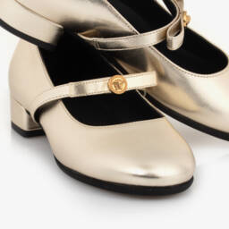 Versace-حذاء كعب جلدي مزخرف للبنات | Childrensalon Outlet