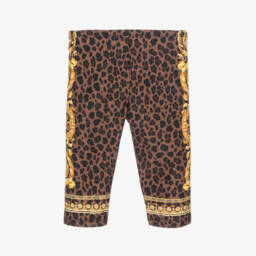 Versace-Girls Gold Baroque Pattern Leggings | Childrensalon Outlet