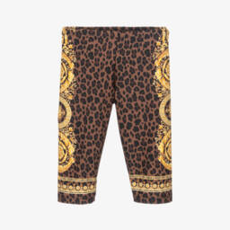 Versace-Girls Gold Baroque Pattern Leggings | Childrensalon Outlet