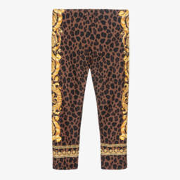 Versace-Girls Gold Baroque Print Leggings | Childrensalon Outlet