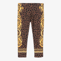 Versace-Girls Gold Baroque Print Leggings | Childrensalon Outlet