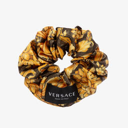 Versace-ربطة شعر لون ذهبي وأسود بطبعة باروك للبنات | Childrensalon Outlet
