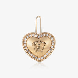 Versace-Girls Gold Heart Medusa Hair Clip (3cm) | Childrensalon Outlet