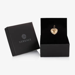Versace-Girls Gold Heart Medusa Hair Clip (3cm) | Childrensalon Outlet