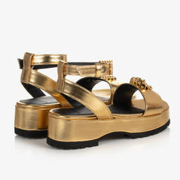 Versace-Girls Gold Leather Sandals | Childrensalon Outlet