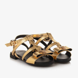 Versace-Girls Gold Medusa Leather Sandals | Childrensalon Outlet